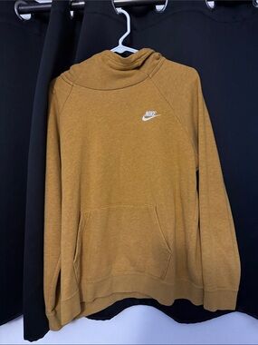 Nike Mustard Pullover Hoodie with White Swoosh Logo